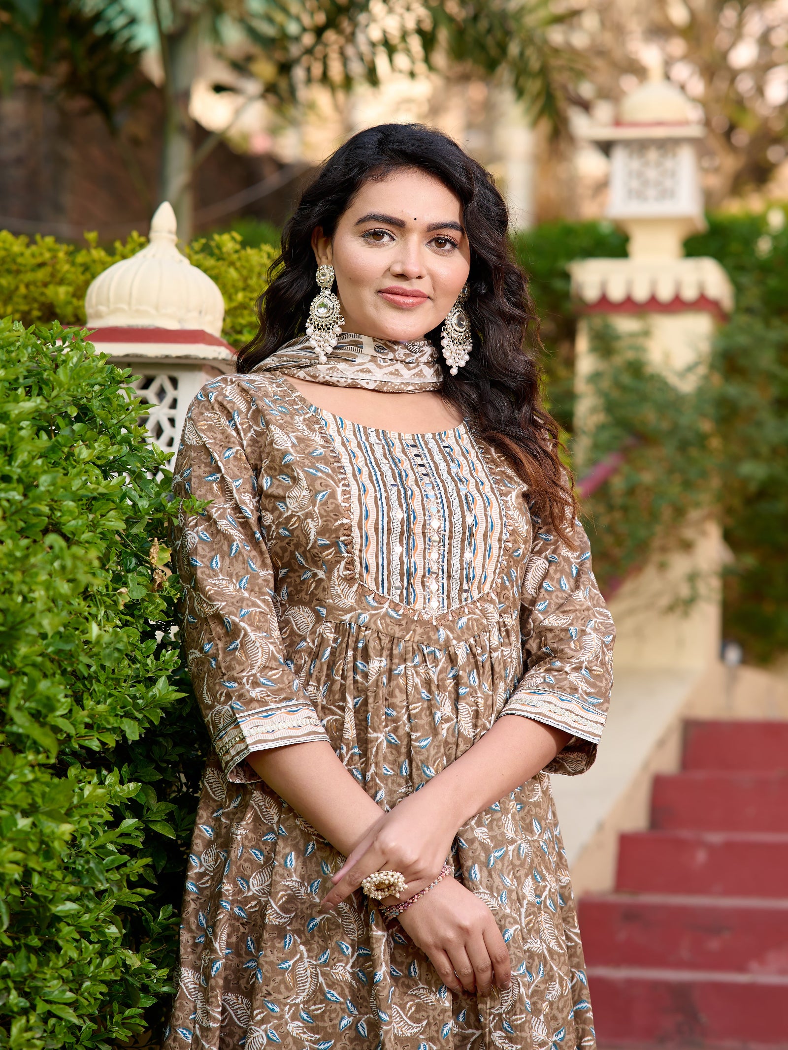 Maluka Women Cotton Floral Printed Kurta Pant with Dupatta Set
