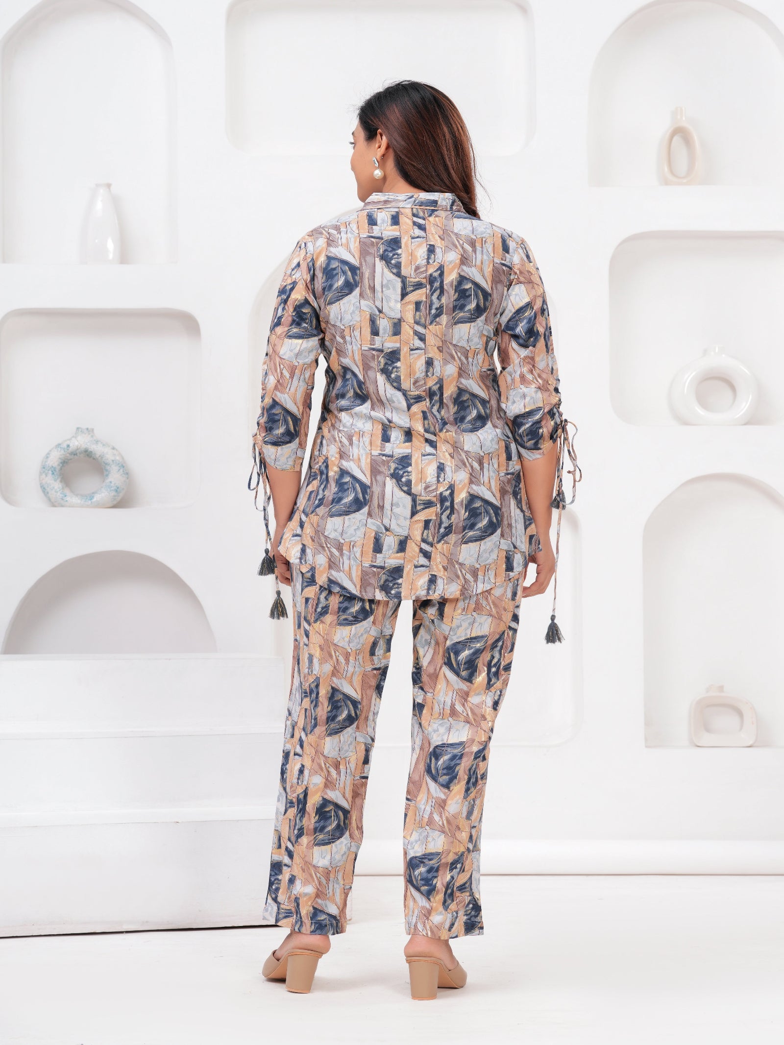 Maluka Women Blue Rayon Floral Printed Co-Ord Set