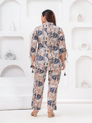 Maluka Women Blue Rayon Floral Printed Co-Ord Set