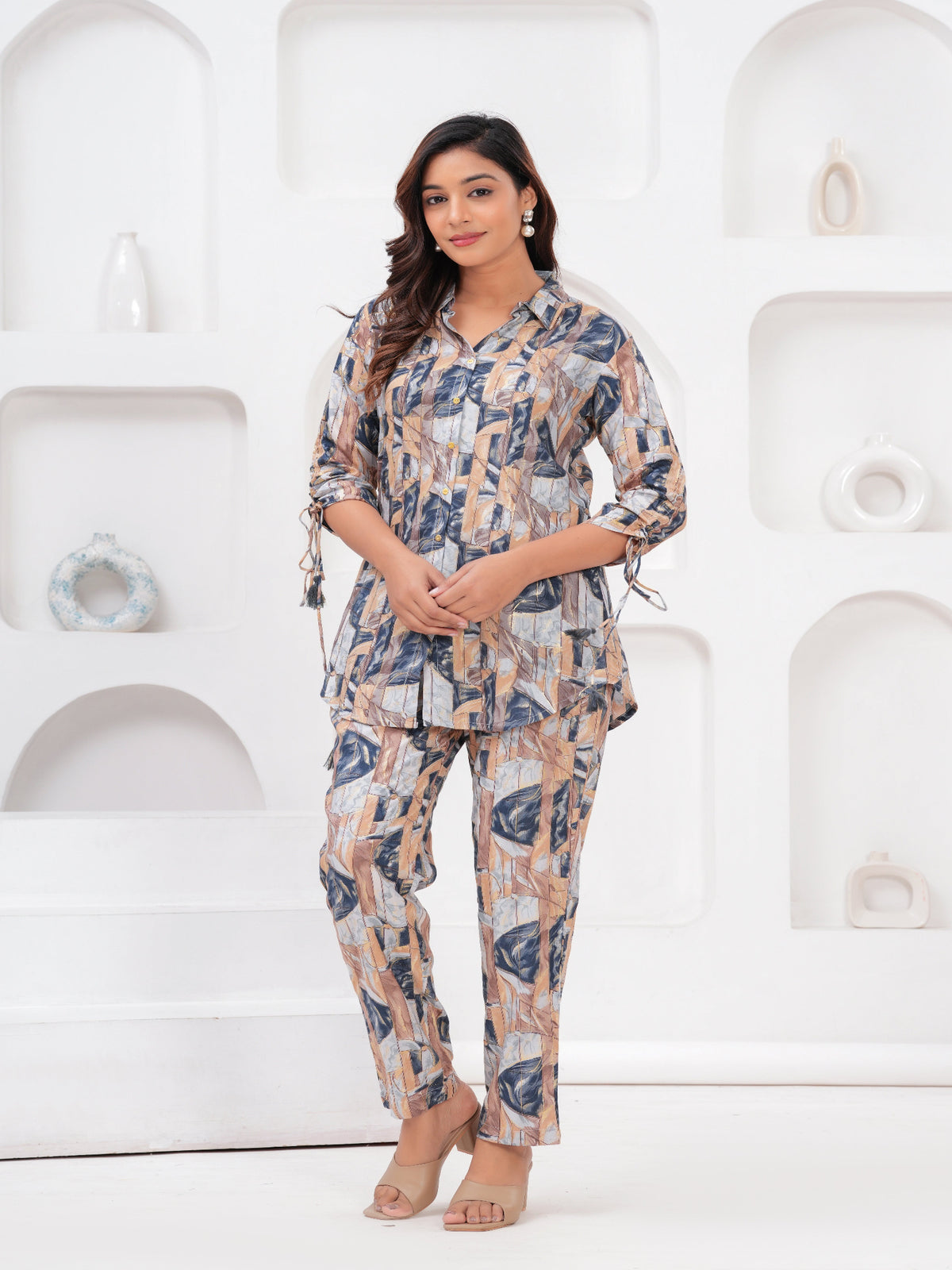 Maluka Women Blue Rayon Floral Printed Co-Ord Set