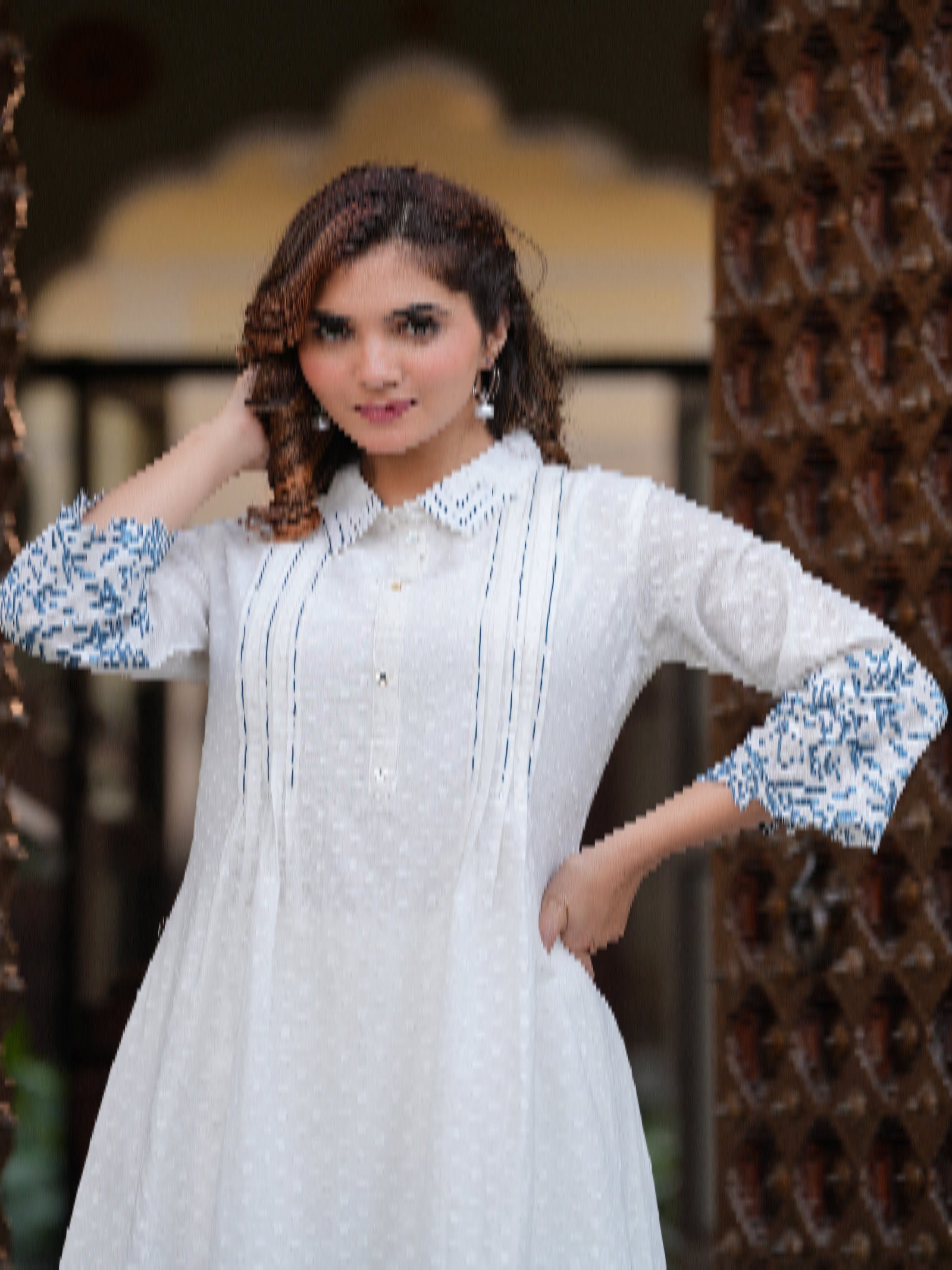 Maluka Women Cotton Dobby Linene Nove Kurta Pant Set