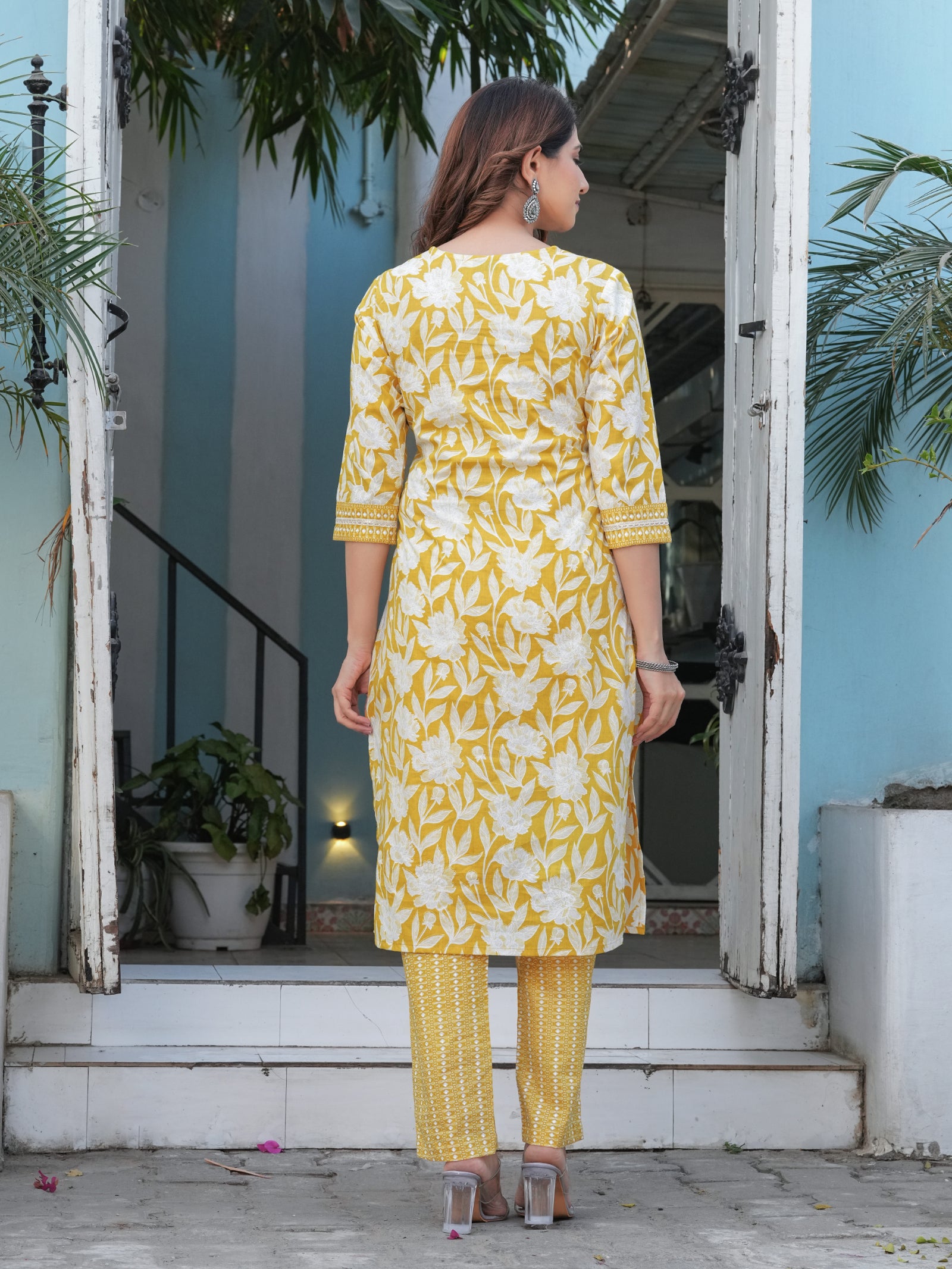 Maluka Women’s Purple, Yellow, Grey & Pink Straight Kurta Set with Dupatta