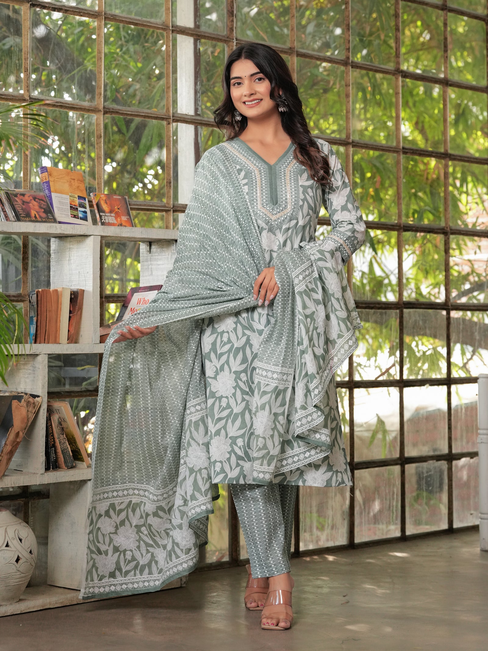 Maluka Women’s Purple, Yellow, Grey & Pink Straight Kurta Set with Dupatta