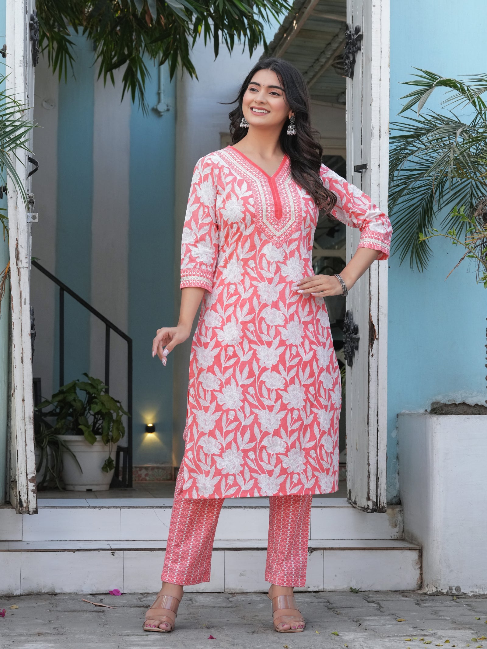 Maluka Women’s Purple, Yellow, Grey & Pink Straight Kurta Set with Dupatta