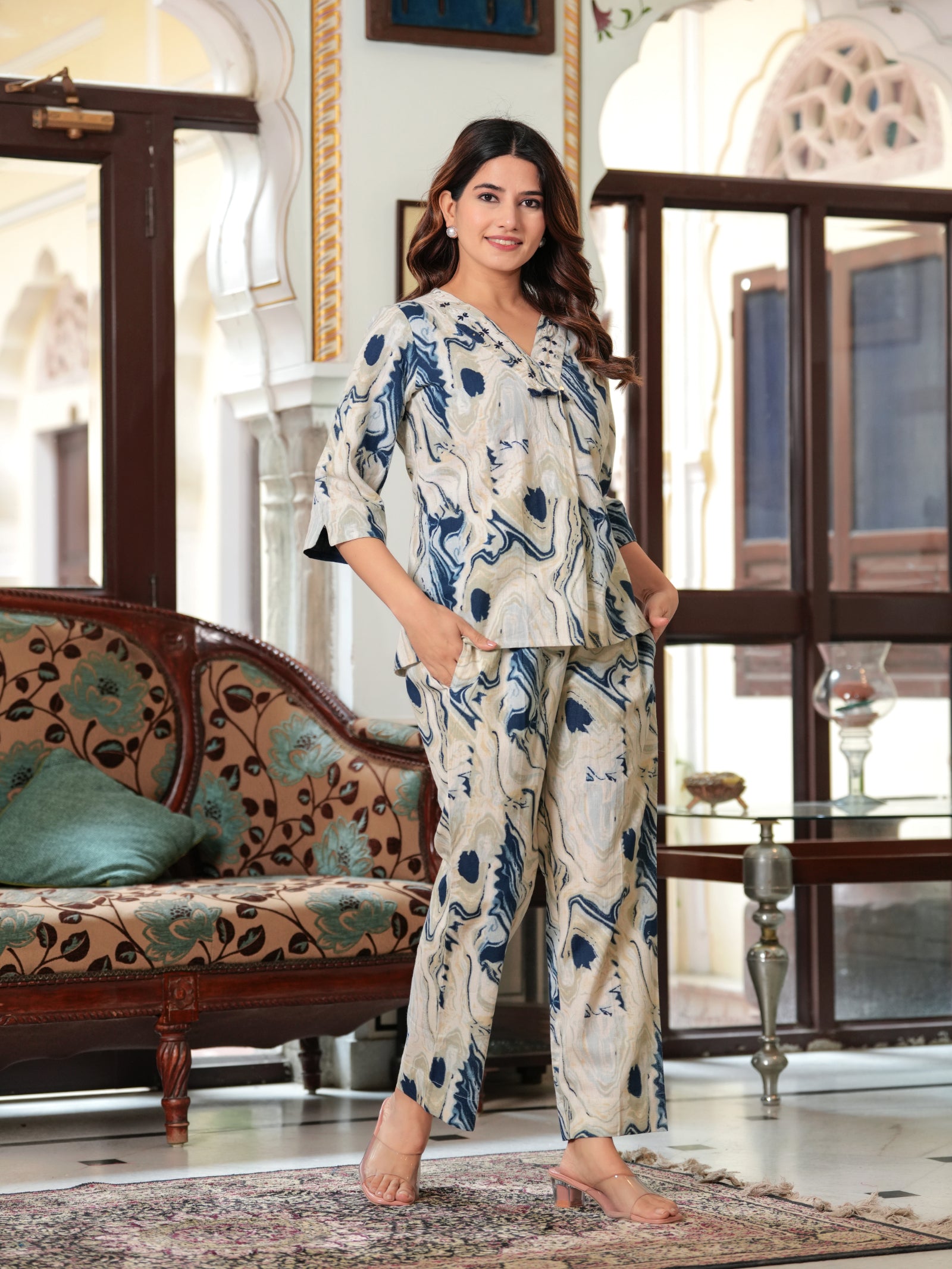 Maluka Women’s Black & Blue Tie-Dye Cotton Flex Co-Ord Set