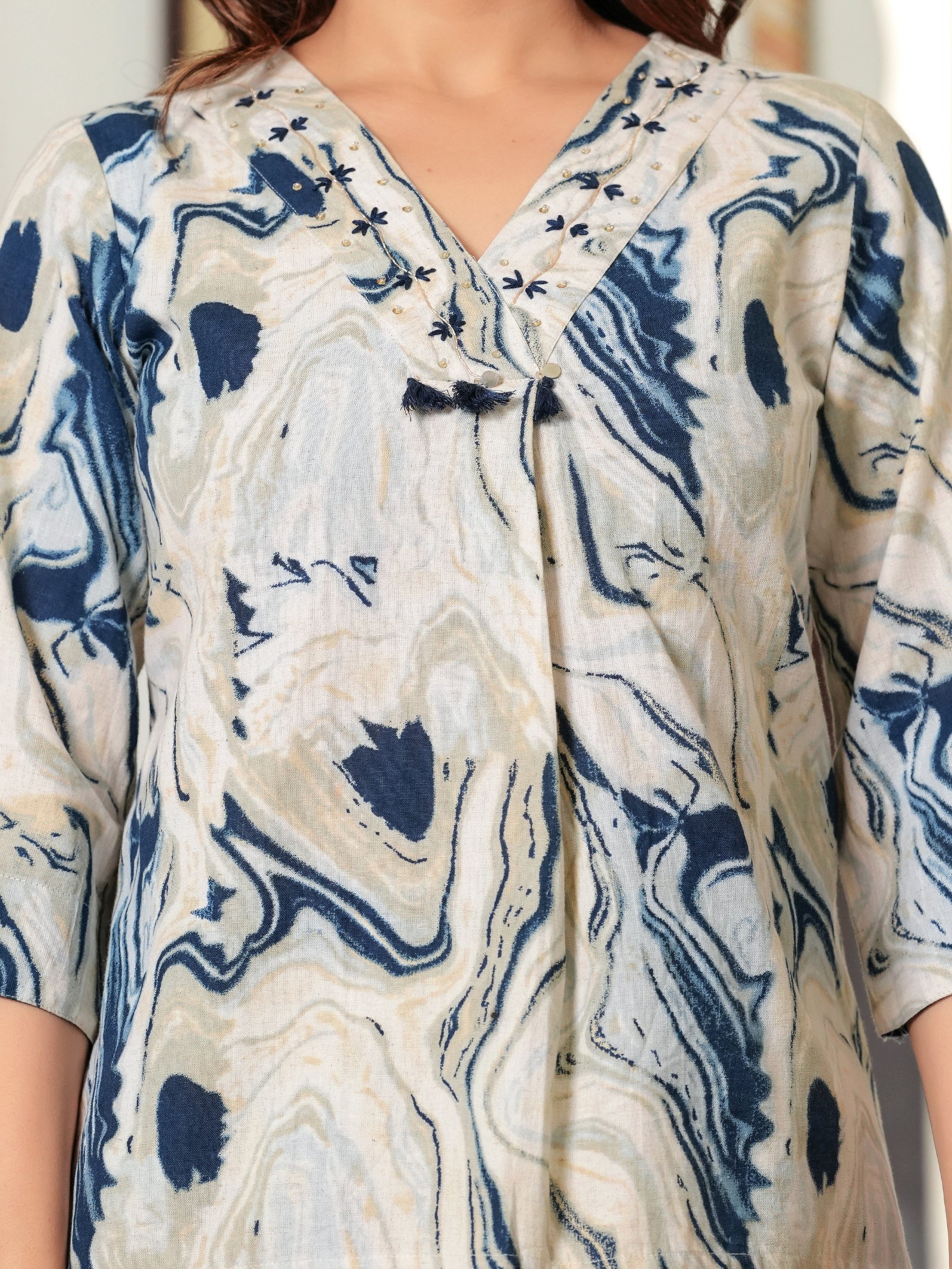 Maluka Women’s Black & Blue Tie-Dye Cotton Flex Co-Ord Set