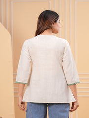 Maluka Women Off white Cotton Flex Top