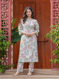 Maluka Women’s Green & Pink Floral Modal Chanderi Kurta Set