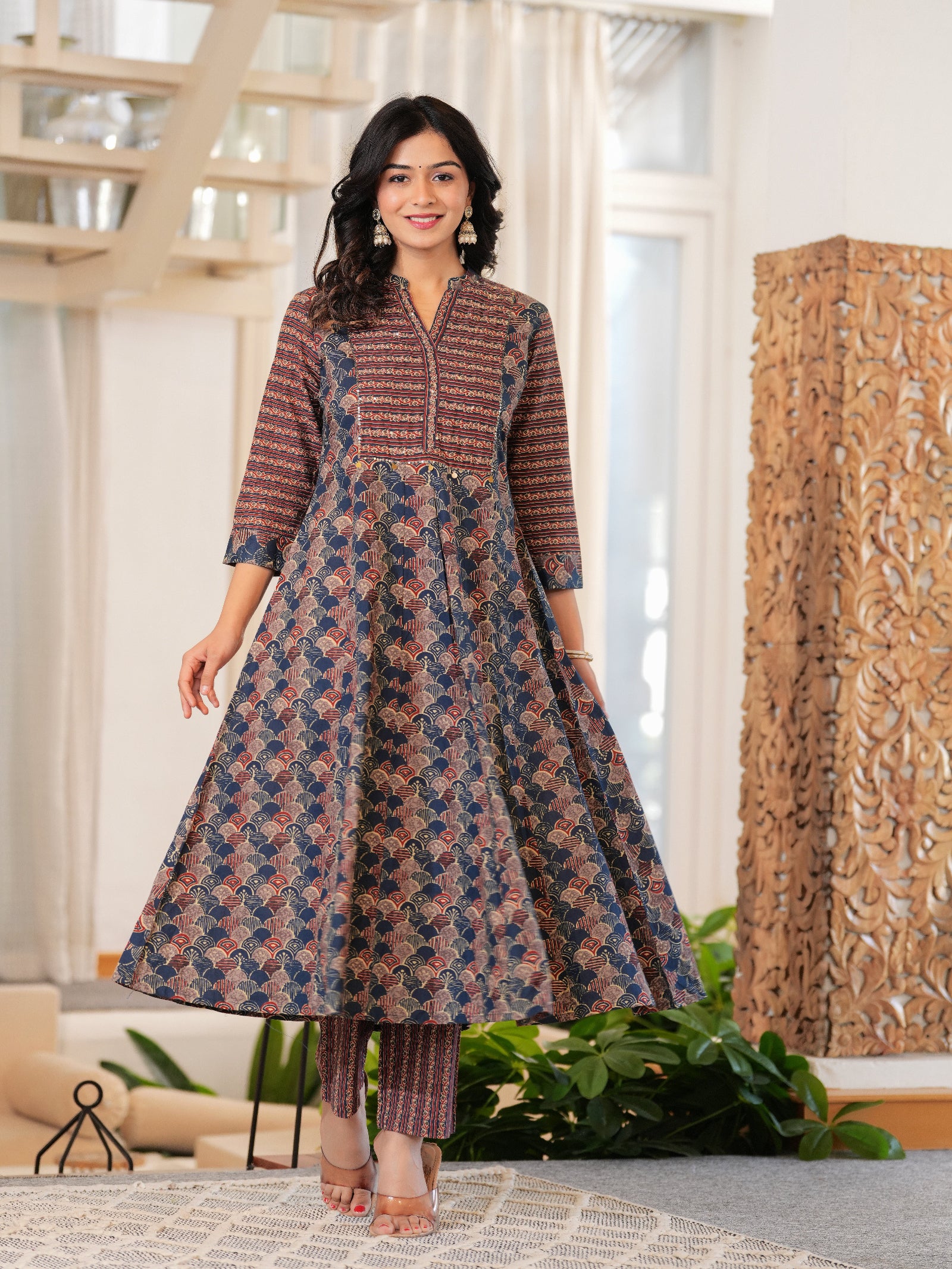 Maluka Women Cotton Printed Kurta Pant With Dupatta Set