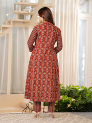 Maluka Women Cotton Floral Printed Kurta Pant With Dupatta Set