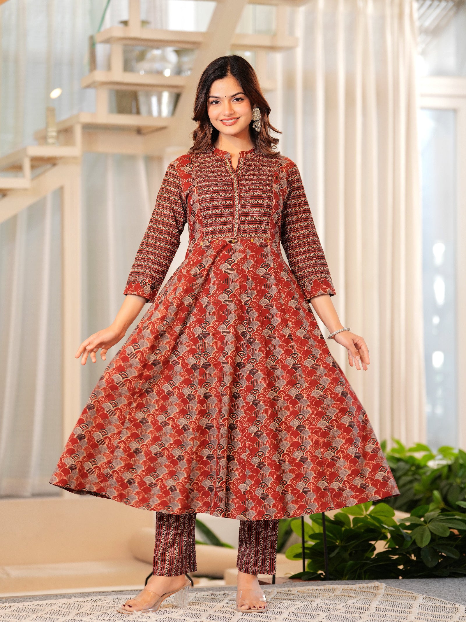 Maluka Women Cotton Floral Printed Kurta Pant With Dupatta Set