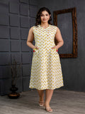 Maluka Women Yellow Cotton Printed Kurta