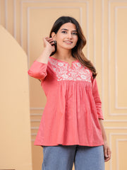 Maluka Women Pink Cotton Flex Top