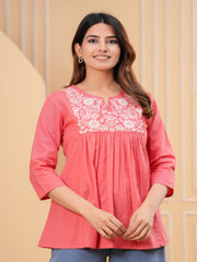 Maluka Women Pink Cotton Flex Top