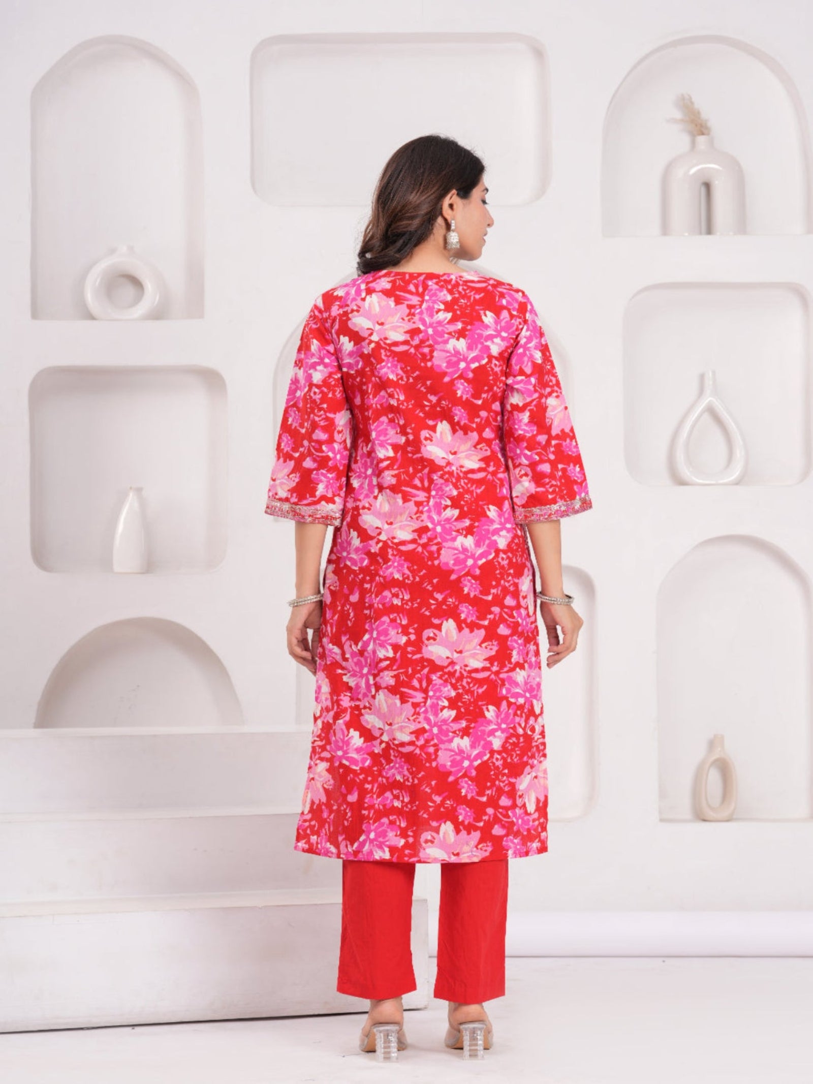 Maluka Women Cotton Printed Kurta Pant Set