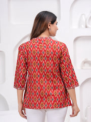 Maluka Women Maroon Cotton Printed Top