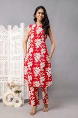 Maluka Women Cotton Floral Printed Kurta Pant Set