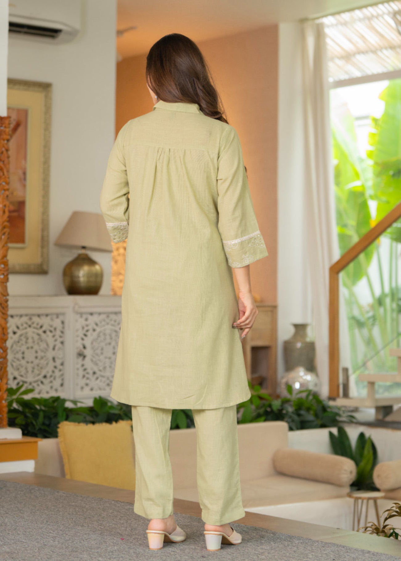 Maluka Women Cotton Emb. Kurta Pant Set