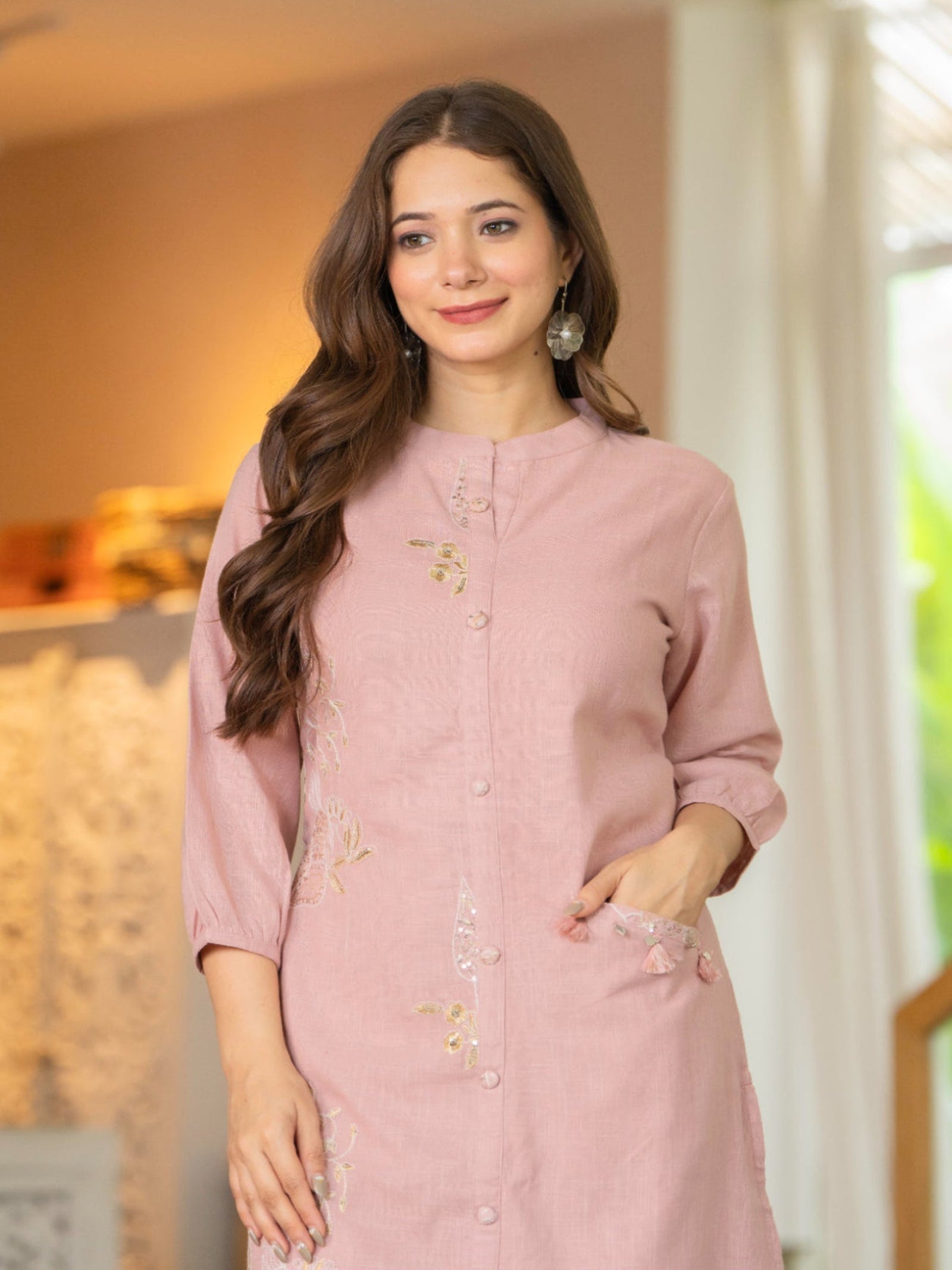 Maluka Women Cotton Emb. Kurta Pant Set