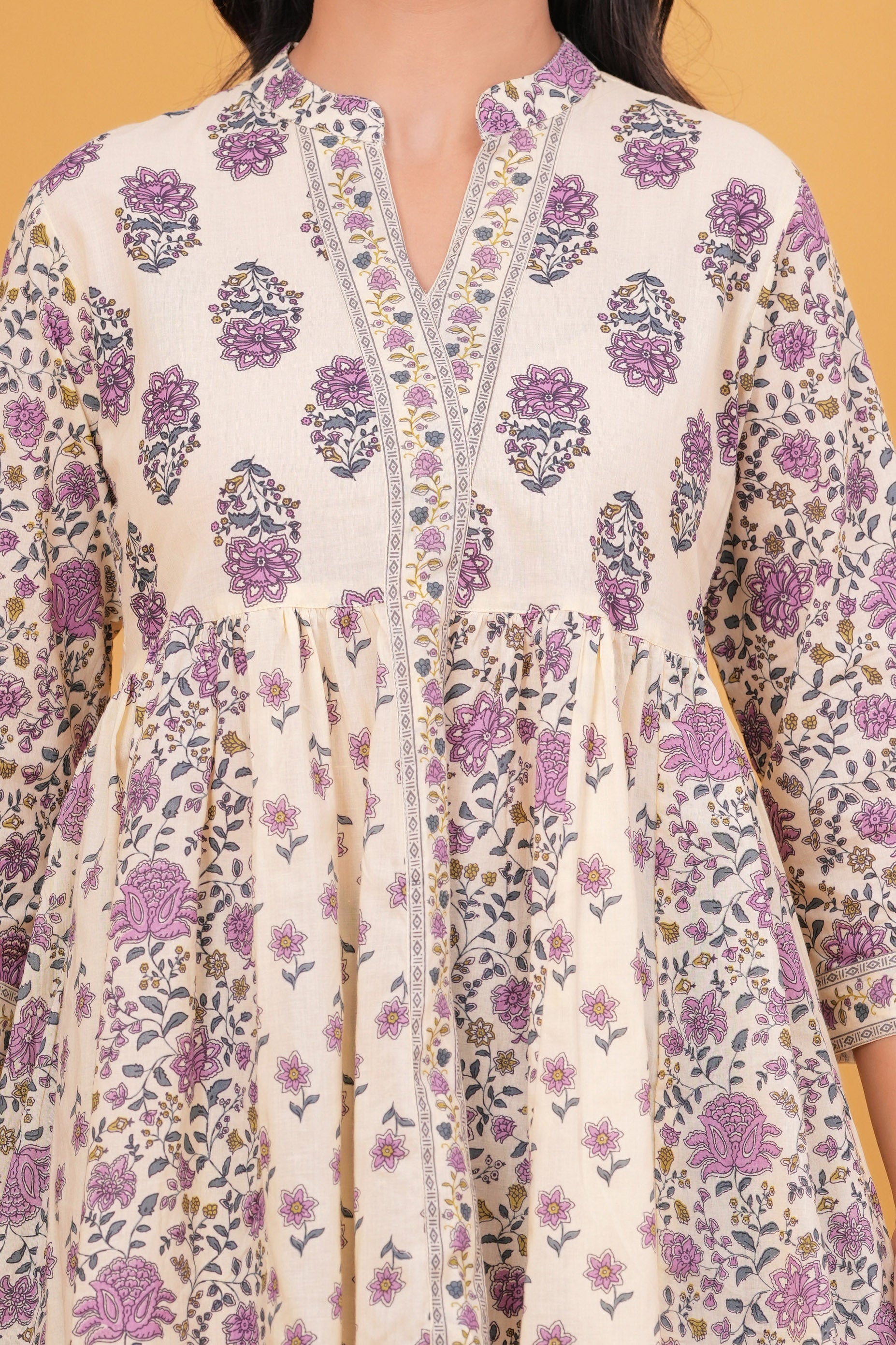Maluka Women Cotton Purple Floral Printed Top