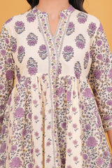 Maluka Women Cotton Purple Floral Printed Top