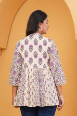 Maluka Women Cotton Purple Floral Printed Top
