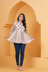 Maluka Women Cotton Purple Floral Printed Top