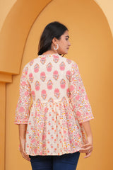Maluka Women Cotton Pink Floral Printed Top