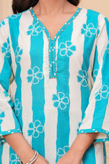 Maluka Women Cotton Floral Printed Kurta Pant Duptta Set