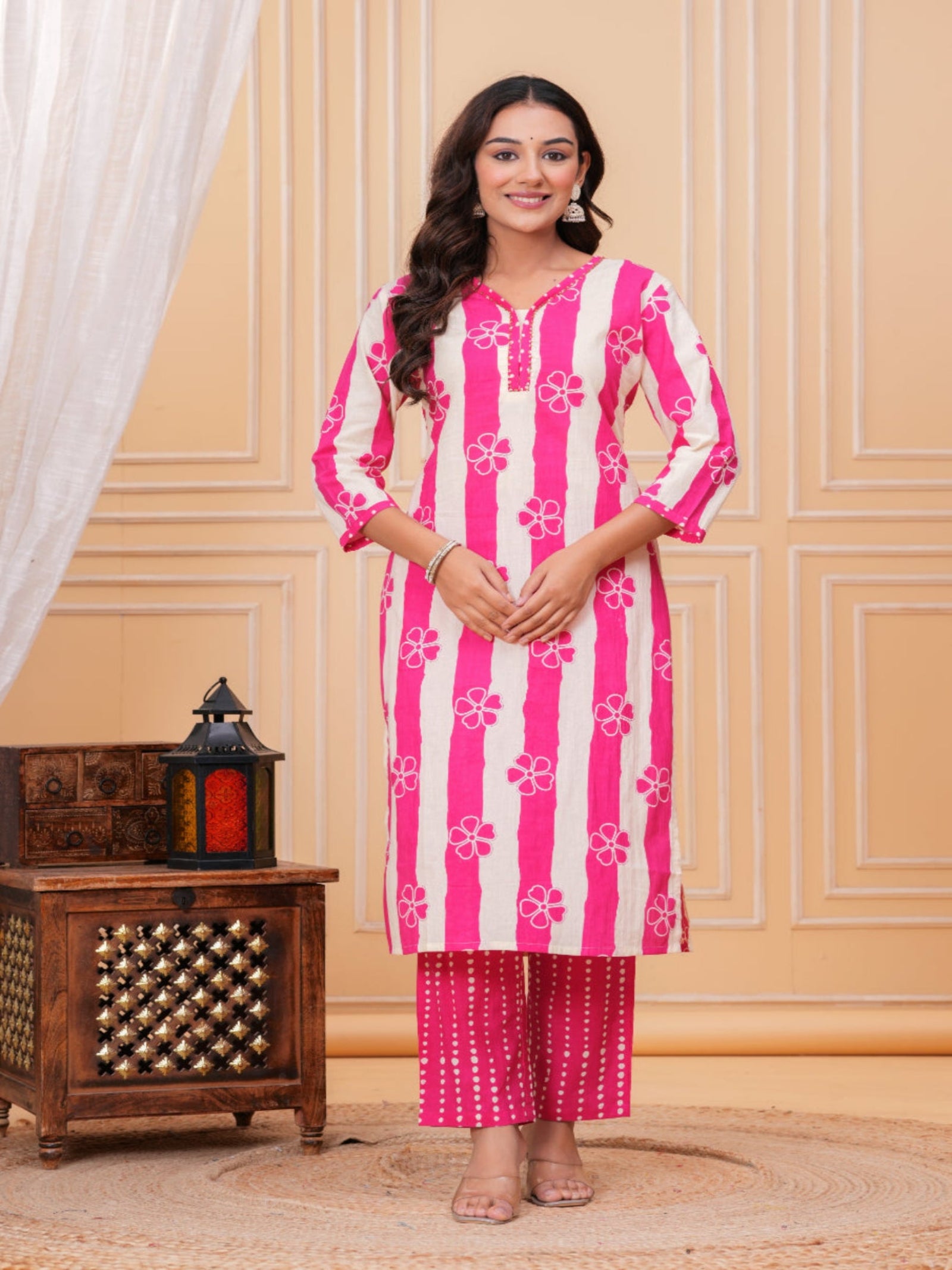 Maluka Women Cotton Floral Printed Kurta Pant Duptta Set