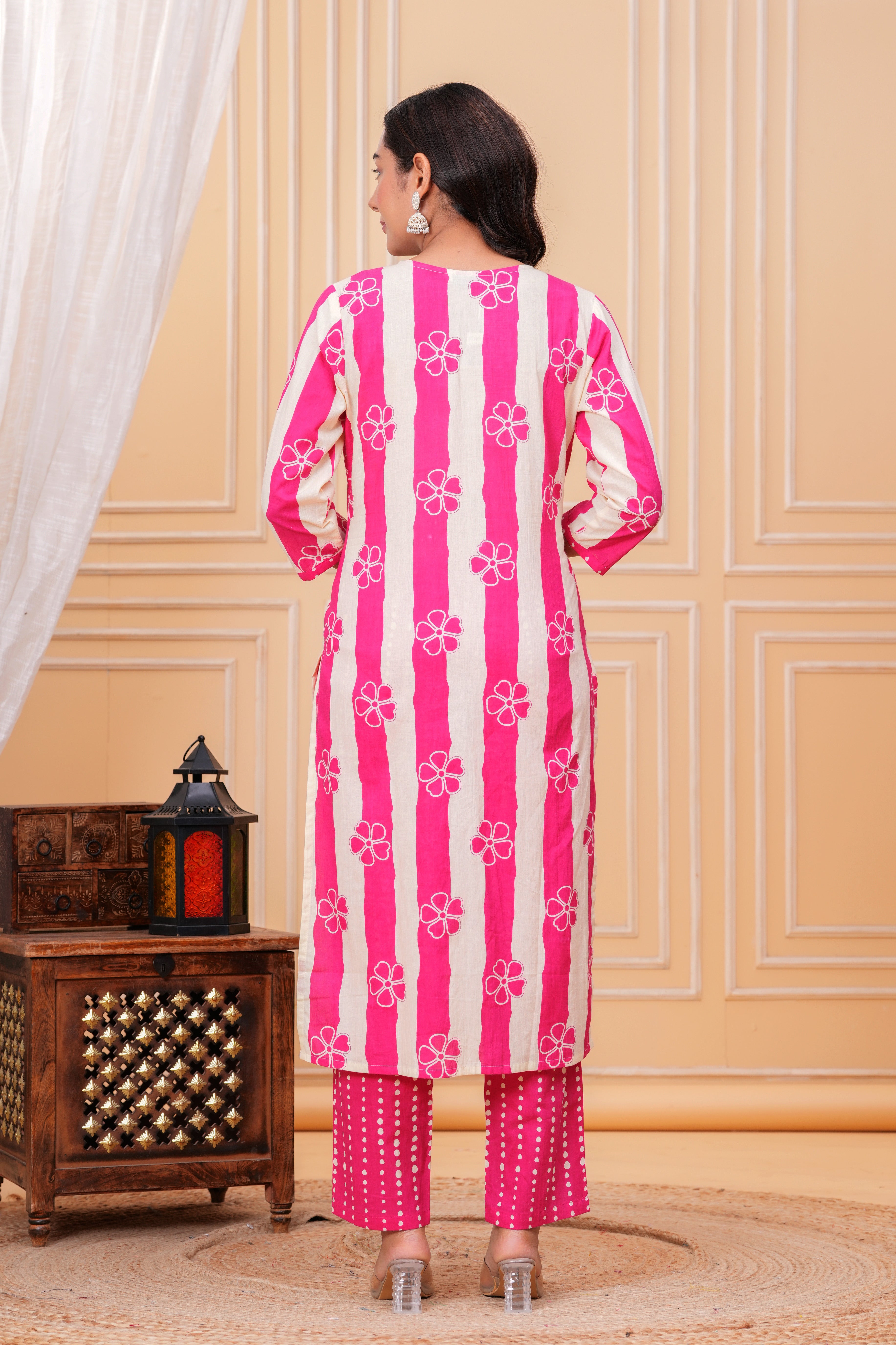 Maluka Women Cotton Floral Printed Kurta Pant Duptta Set