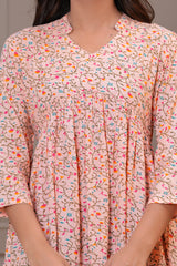 Maluka Women Reyon Peach Floral Printed Top