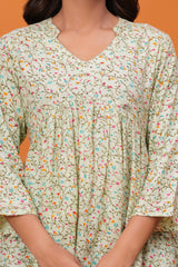 Maluka Women Reyon Green Floral Printed Top