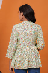 Maluka Women Reyon Green Floral Printed Top