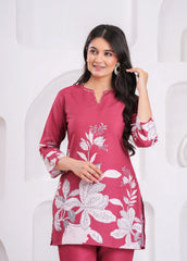 Maluka Women Cotton Printed Top Pant Co-ord Set
