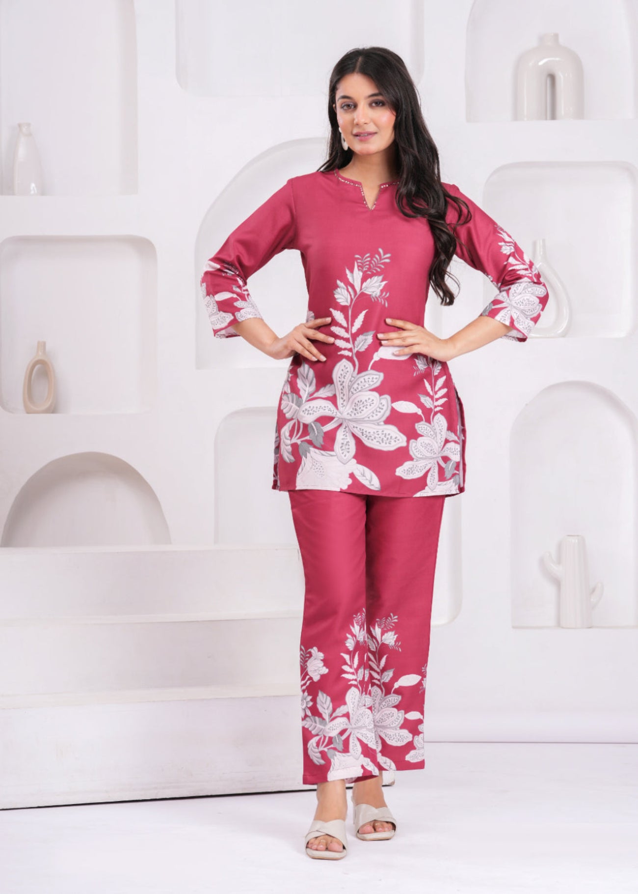 Maluka Women Cotton Printed Top Pant Co-ord Set