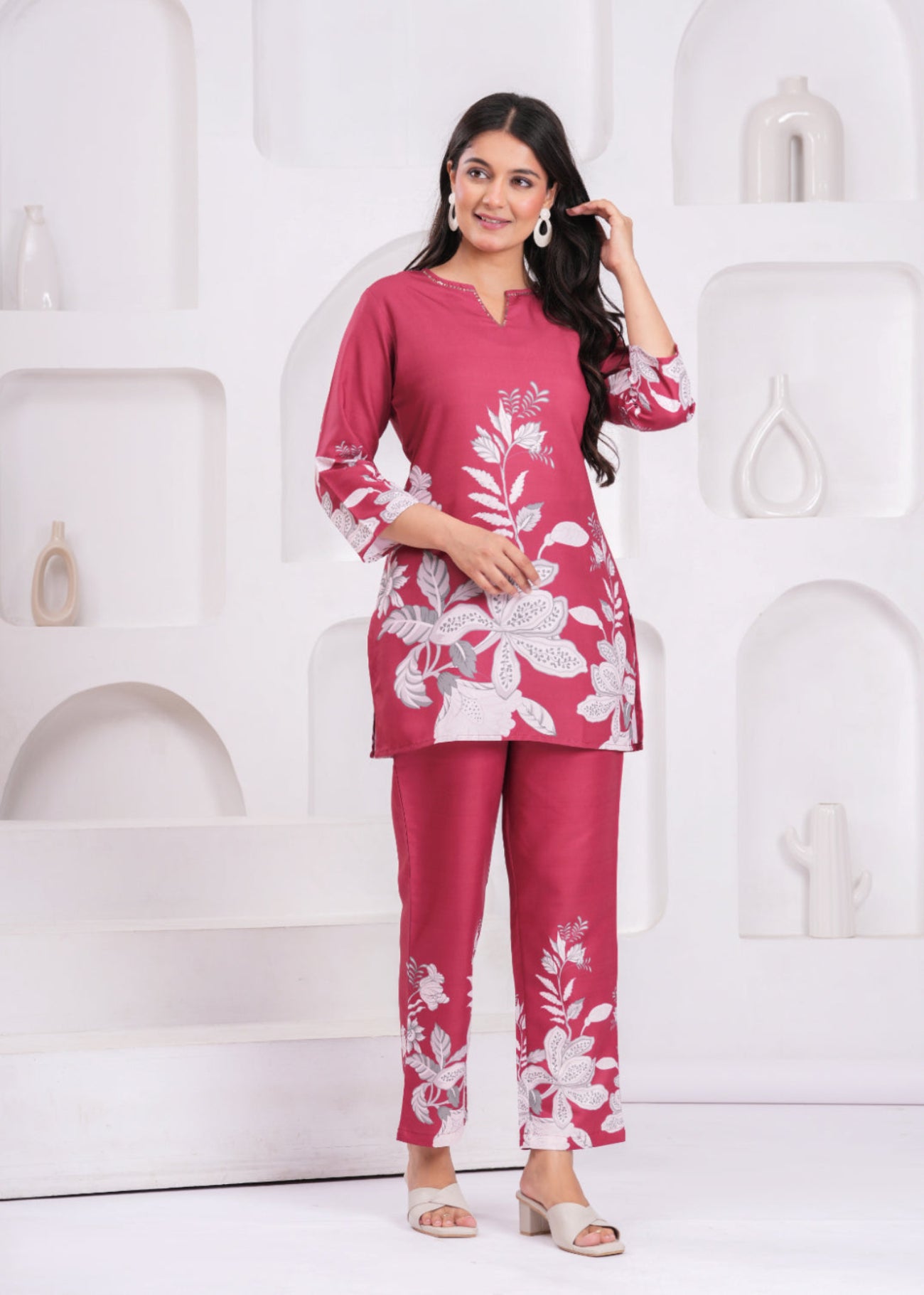 Maluka Women Cotton Printed Top Pant Co-ord Set