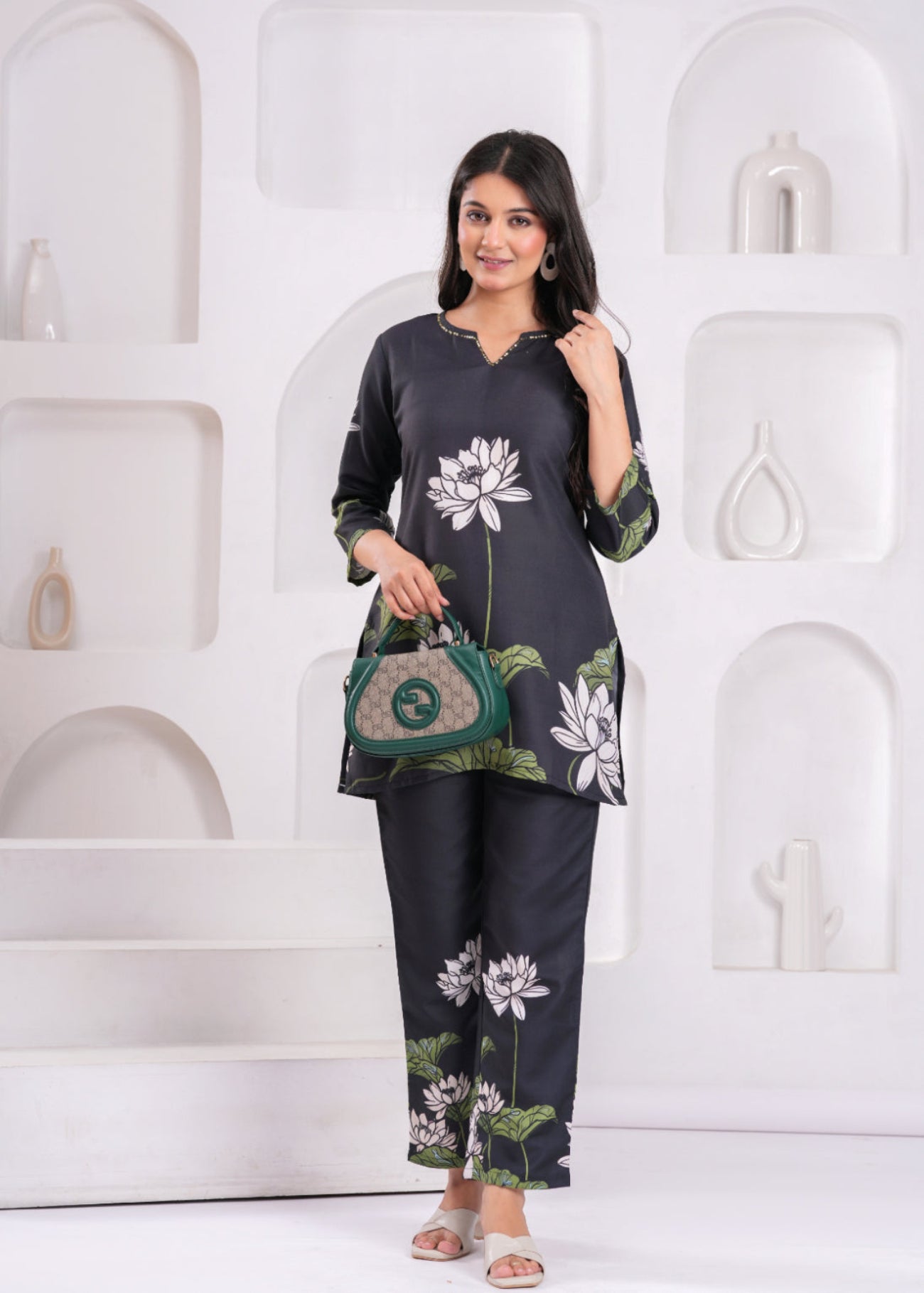 Maluka Women Cotton Printed Top Pant Co-ord Set