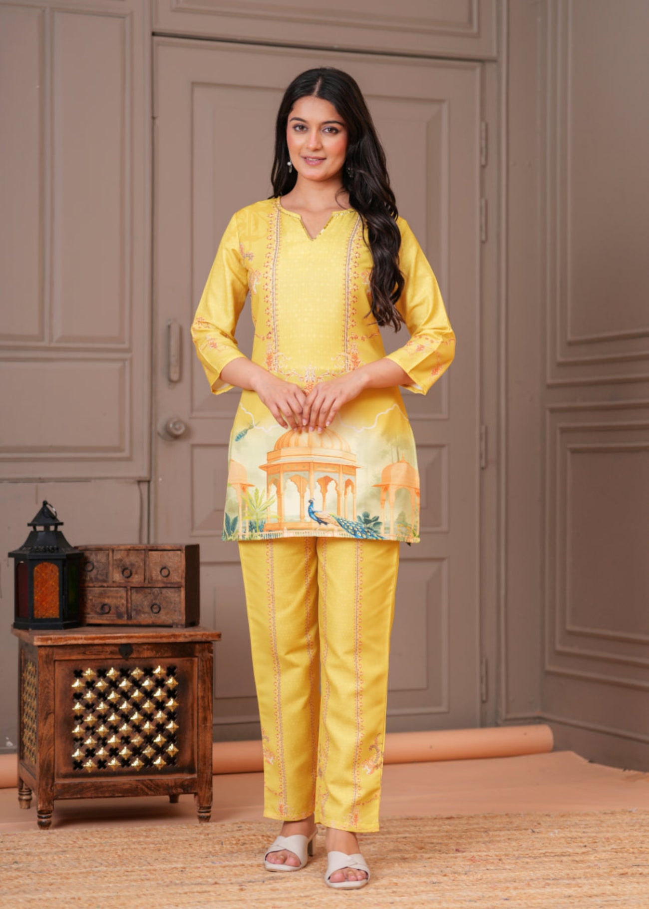 Maluka Women Cotton Printed Top Pant Co-ord Set