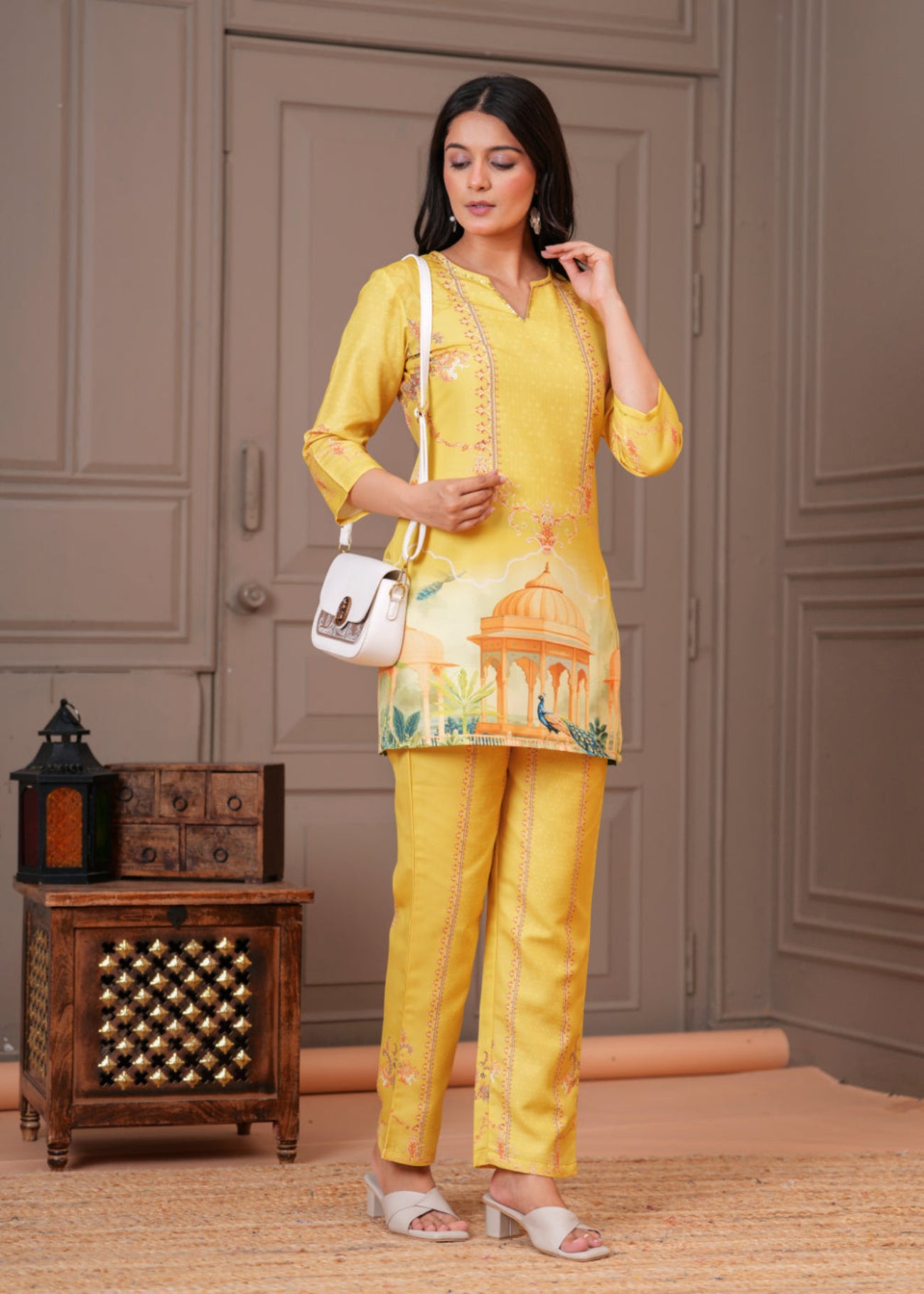 Maluka Women Cotton Printed Top Pant Co-ord Set
