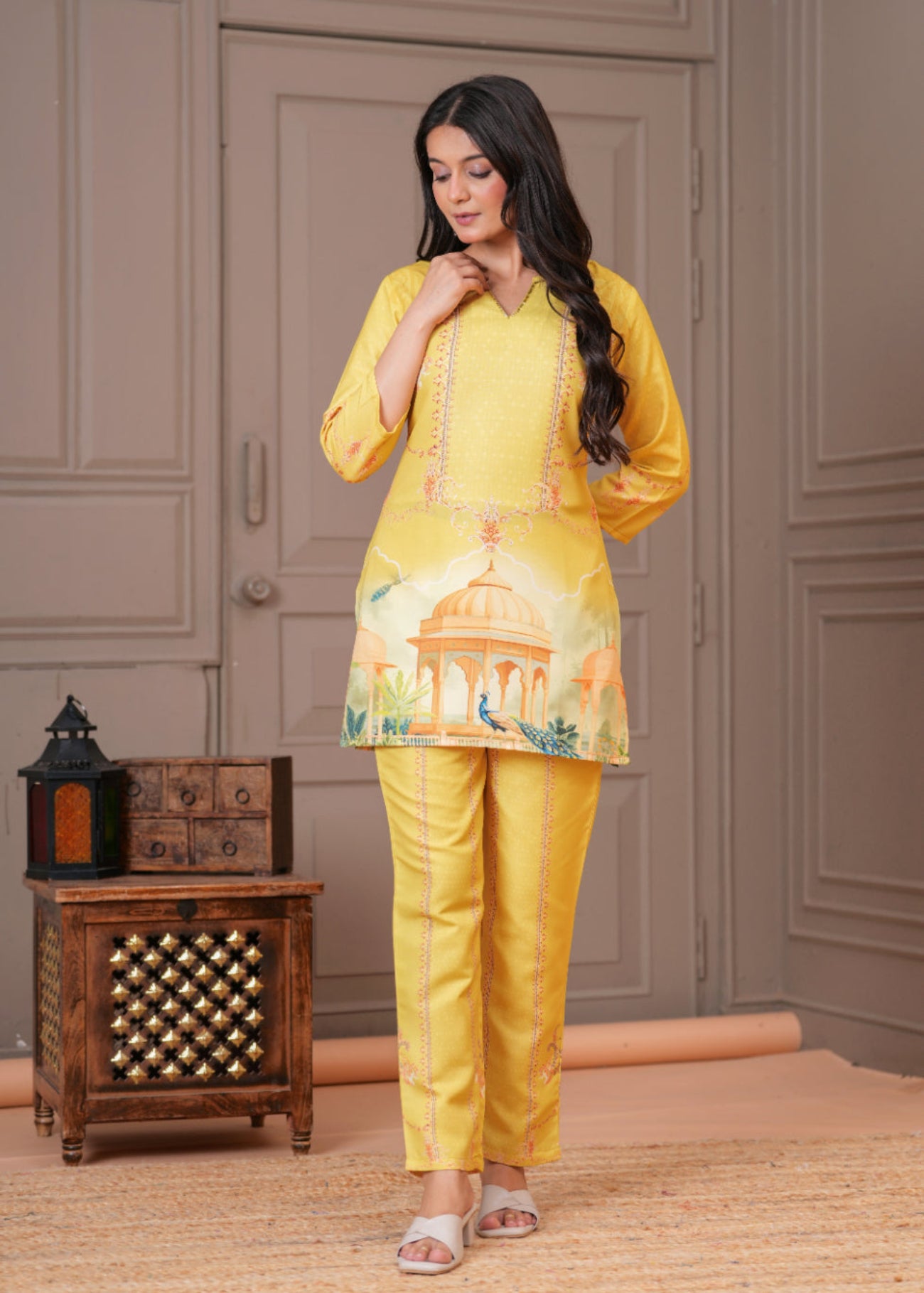 Maluka Women Cotton Printed Top Pant Co-ord Set