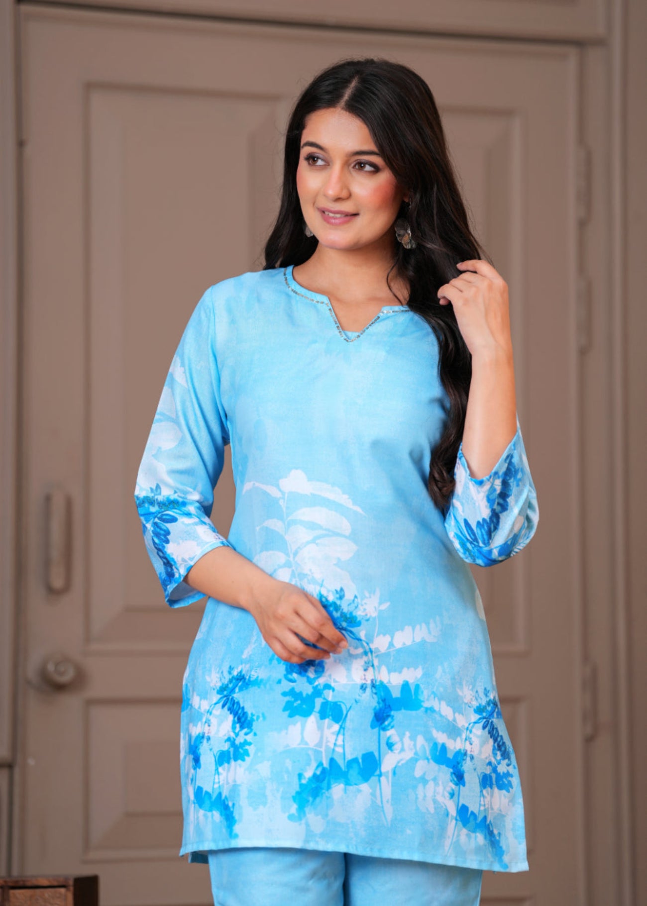 Maluka Women Cotton Printed Top Pant Co-ord Set