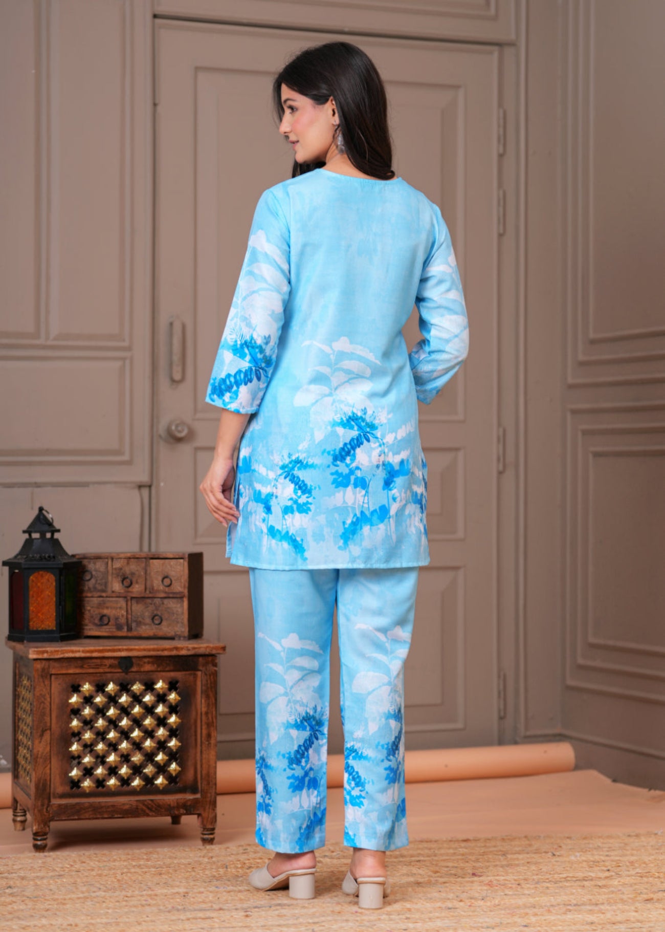 Maluka Women Cotton Printed Top Pant Co-ord Set