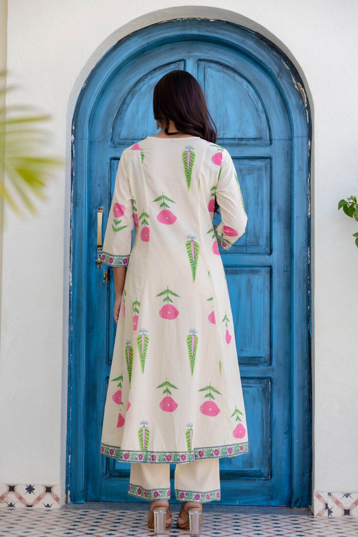 Maluka Women Off White Cotton Kurta Pant Duptta Set