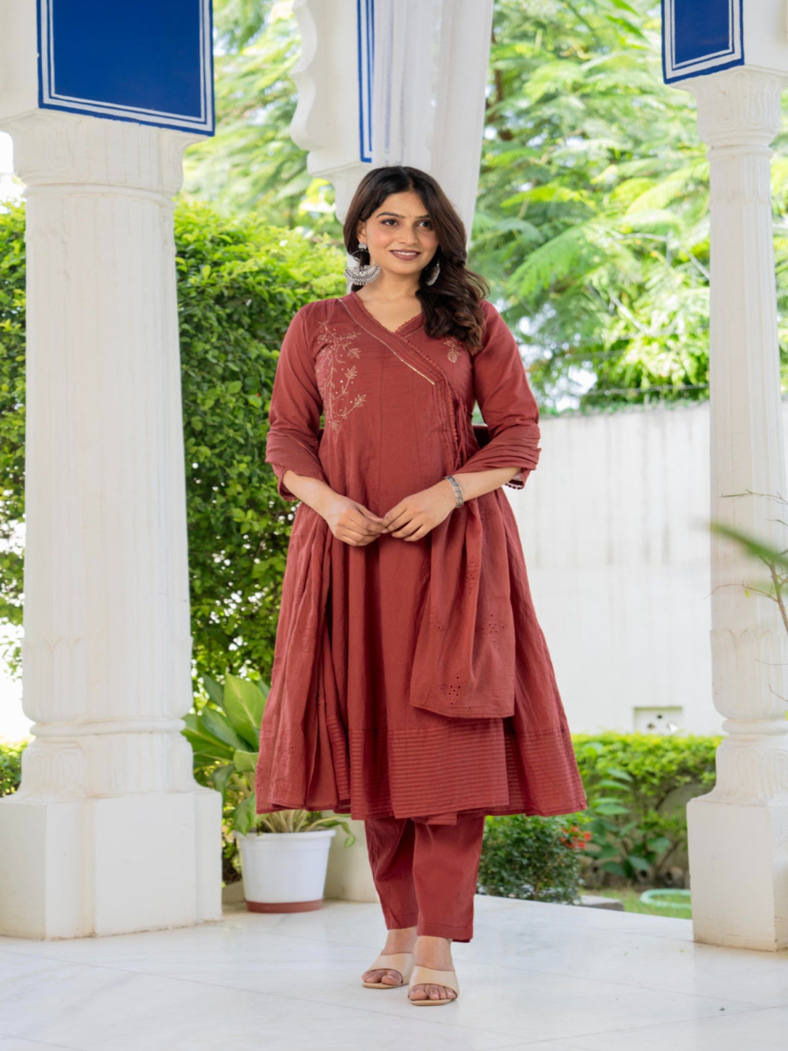 Maluka Women Cotton Kurta Pant Duptta Set