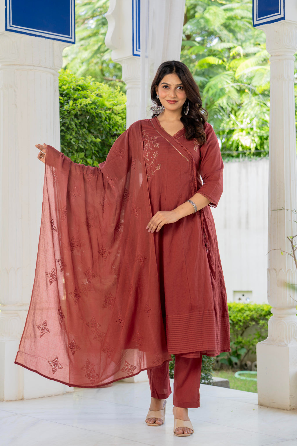 Maluka Women Cotton Kurta Pant Duptta Set