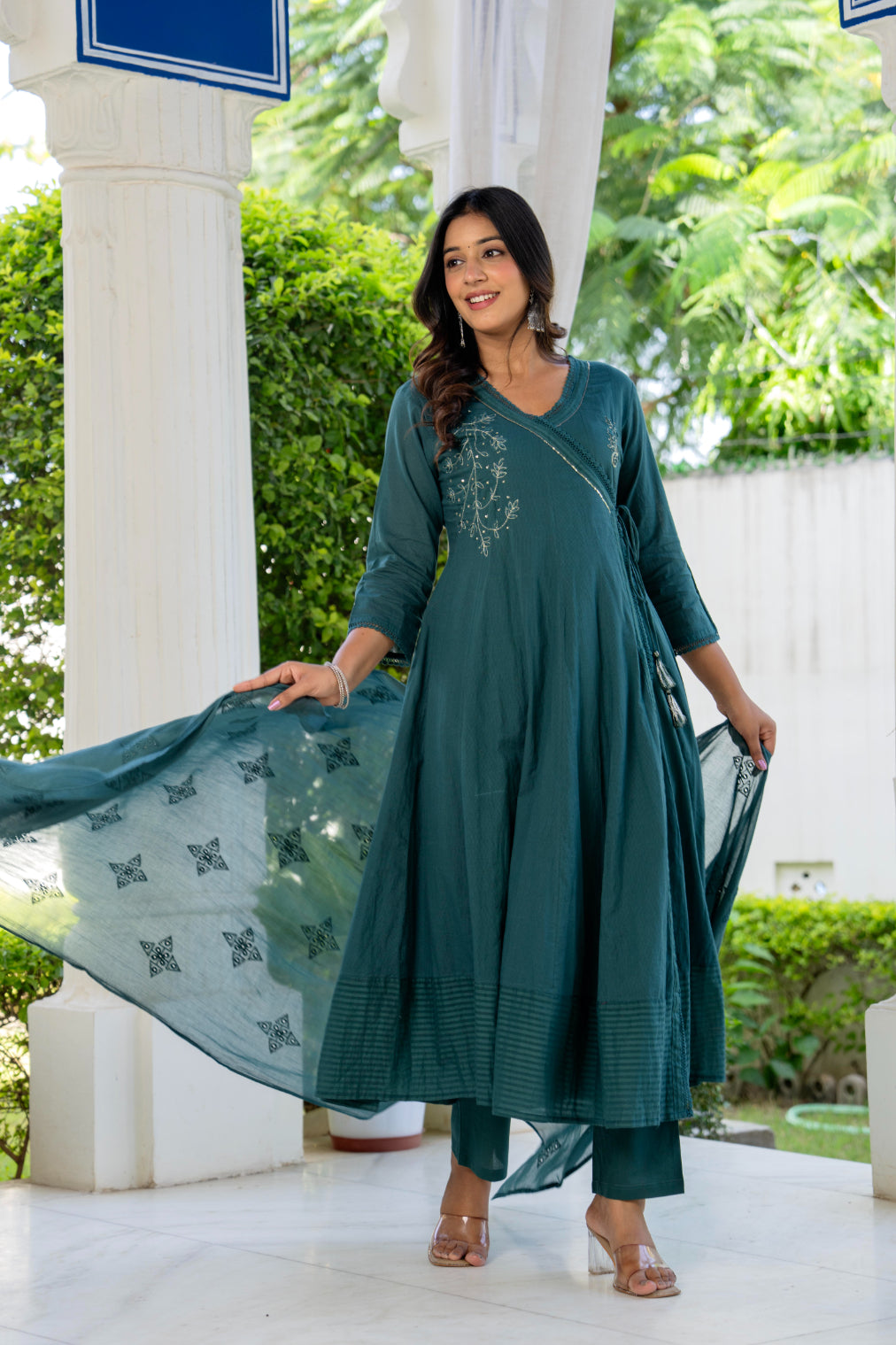Maluka Women Cotton Kurta Pant Duptta Set