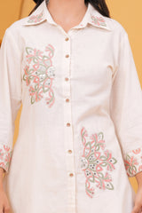 Maluka Off White Floral Embroidered Co-ords Set