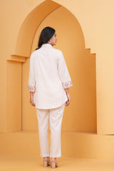 Maluka Off White Floral Embroidered Co-ords Set