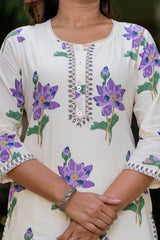Maluka Women Cotton Floral Printed Kurta Pant Set